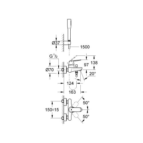 Grohe Eurosmart Cosmopolitan 1/2 Inch Single Lever Wall Mounted Bath or Shower Mixer - Unbeatable Bathrooms