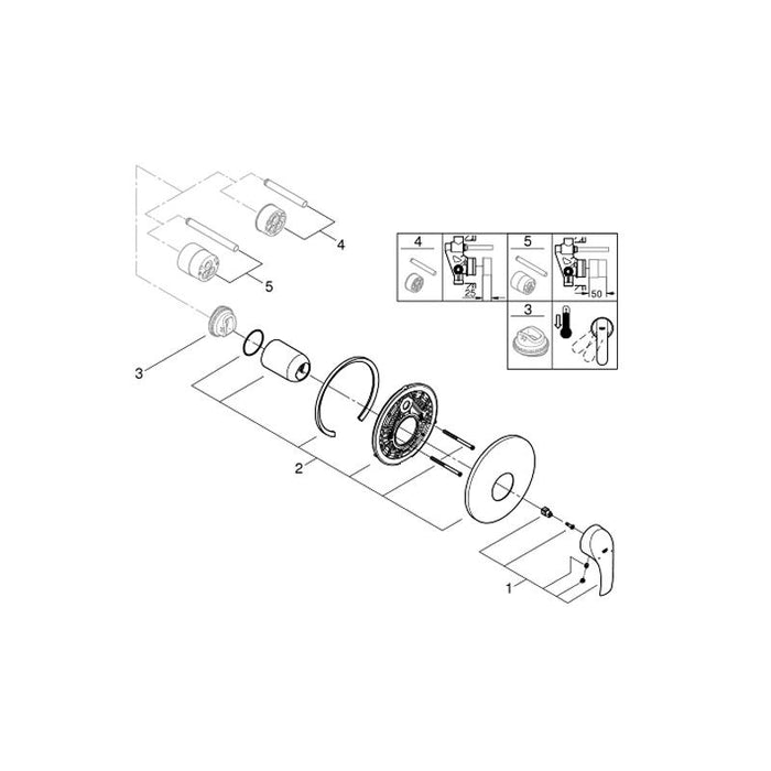 Grohe Eurosmart Single Lever Shower Mixer Trim - Unbeatable Bathrooms