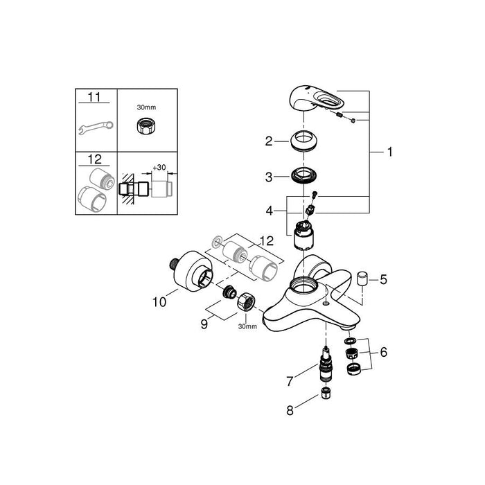 Grohe Eurostyle 1/2 Inch Single Lever Bath or Shower Mixer with Organic Design - Unbeatable Bathrooms