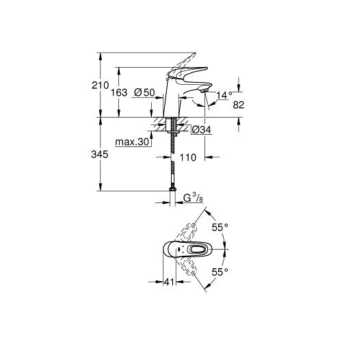 Grohe Eurostyle 1/2 Inch Small Size Basin Mixer for Low Pressure Water Systems - Unbeatable Bathrooms