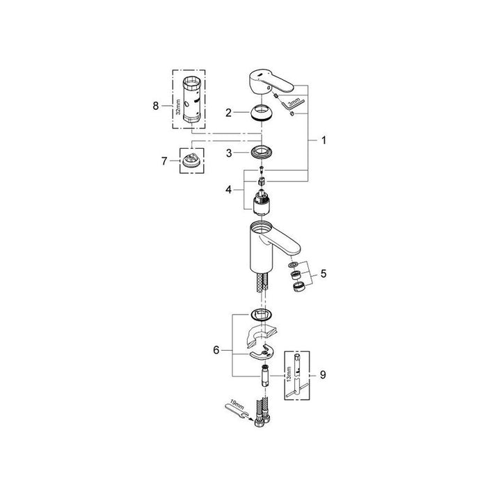 Grohe Eurostyle 1/2 Inch Small Size Cosmopolitan Basin Mixer - Unbeatable Bathrooms