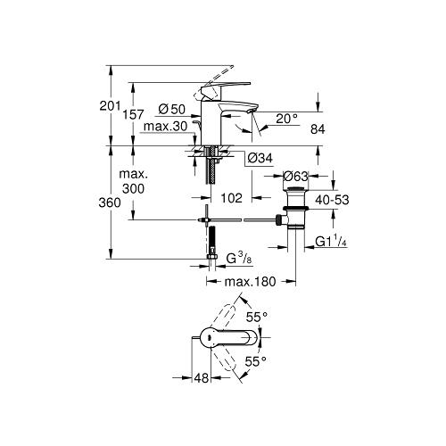 Grohe Eurostyle Cosmopolitan 1/2 Inch Basin Mixer with Pop Up Waste - Unbeatable Bathrooms