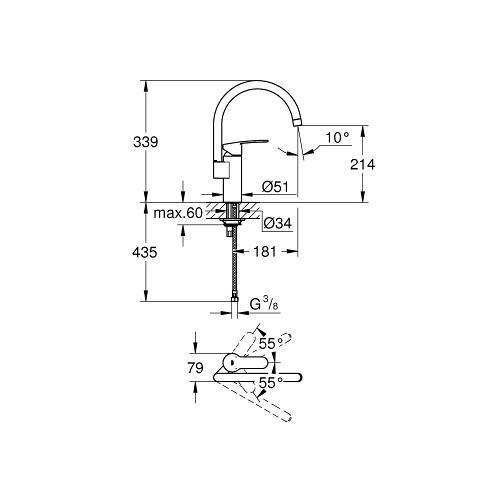 Grohe Eurostyle Cosmopolitan 1/2 Inch Single Lever Chrome Sink Mixer - Unbeatable Bathrooms