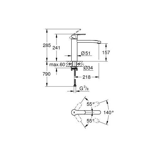 Grohe Eurostyle Cosmopolitan 1/2 Inch Single Lever Sink Mixer for Installation in Front Of Window - Unbeatable Bathrooms