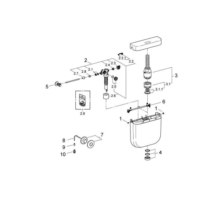 Grohe Flushing Cistern for WC with Copper Pipe