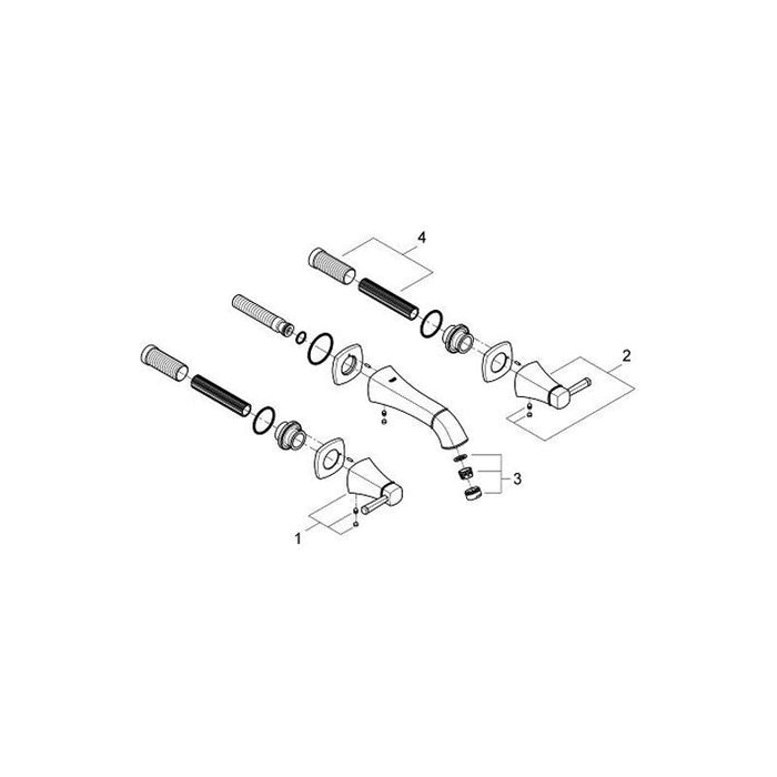 Grohe Grandera 1/2 Inch Small Size Wall Mounted Three Hole Basin Mixer - Unbeatable Bathrooms