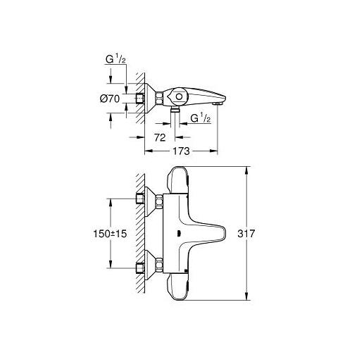 Grohe Grohtherm 1/2 Inch Chrome Thermostatic Bath or Shower Mixer - Unbeatable Bathrooms