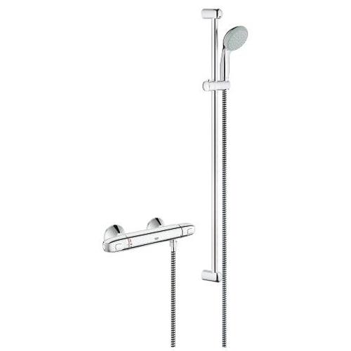 Grohe Grohtherm 1/2 Inch Chrome Thermostatic Shower Mixer with Shower Set - Unbeatable Bathrooms