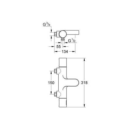 Grohe Grohtherm 1/2 Inch Cosmopolitan Thermostatic Bath or Shower Mixer - Unbeatable Bathrooms