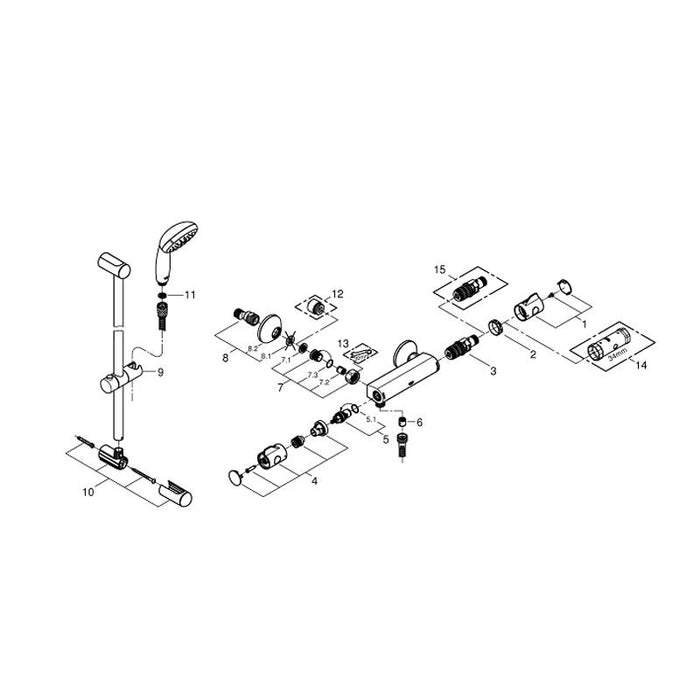 Grohe Grohtherm 1/2 Inch Thermostatic Shower Mixer with Shower Set and Temperature Control - Unbeatable Bathrooms