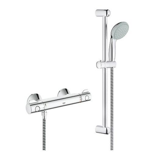 Grohe Grohtherm 1/2 Inch Thermostatic Shower Mixer with Shower Set and Temperature Control - Unbeatable Bathrooms