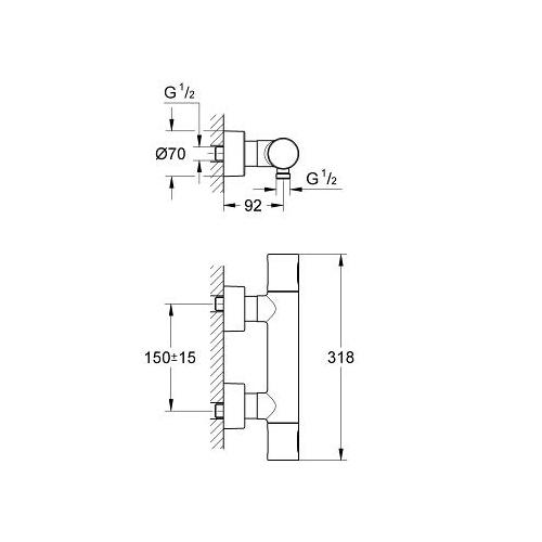 Grohe Grohtherm Chrome 1/2 Inch Cosmopolitan Thermostatic Shower Mixer - Unbeatable Bathrooms