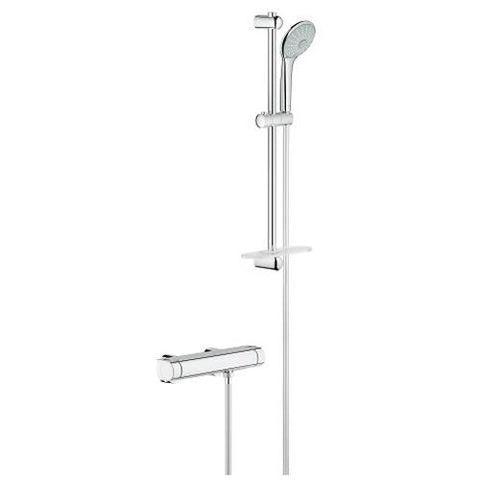 Grohe Grohtherm Chrome 1/2 Inch Thermostatic Shower Mixer with Shower Set - Unbeatable Bathrooms