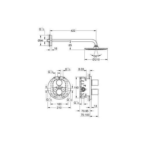 Grohe Grohtherm Chrome Cosmopolitan Perfect Shower Set for Concealed Installation - Unbeatable Bathrooms