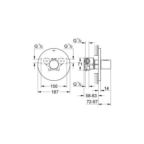 Grohe Grohtherm Chrome Cosmopolitan Trim for Thermostatic Shower Valve - Unbeatable Bathrooms