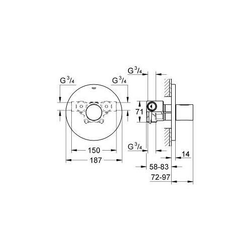 Grohe Grohtherm Chrome Cosmopolitan Trim for Thermostatic Shower Valve - Unbeatable Bathrooms