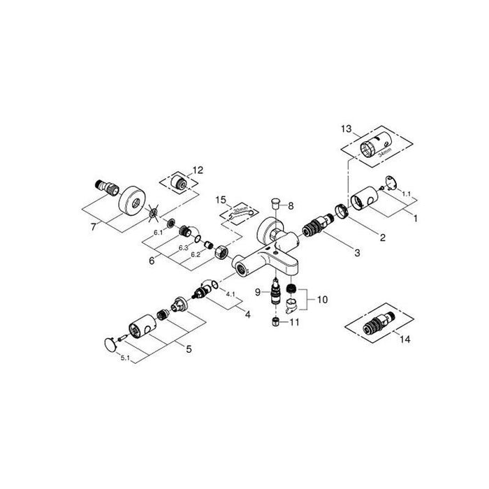 Grohe Grohtherm Cosmopolitan 1/2 Inch Thermostatic Bath or Shower Mixer with Diverter - Unbeatable Bathrooms