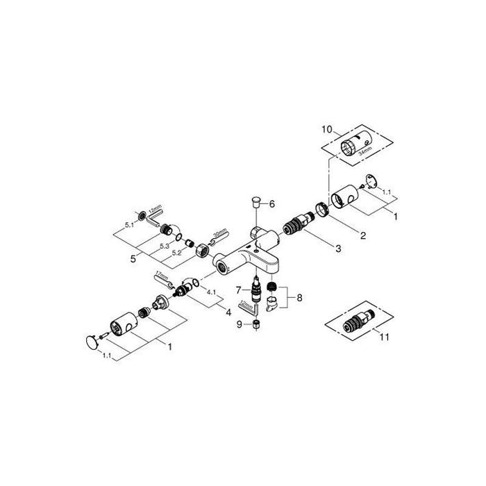 Grohe Grohtherm Cosmopolitan 1/2 Inch Thermostatic Bath or Shower Mixer with Water Temperature Control - Unbeatable Bathrooms
