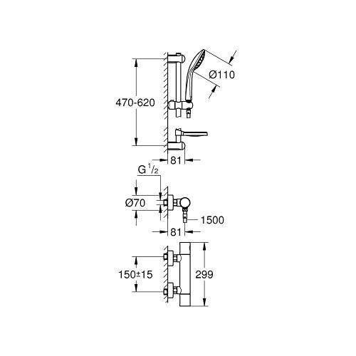 Grohe Grohtherm Cosmopolitan 3/4 Inch Thermostatic Shower Mixer - Unbeatable Bathrooms