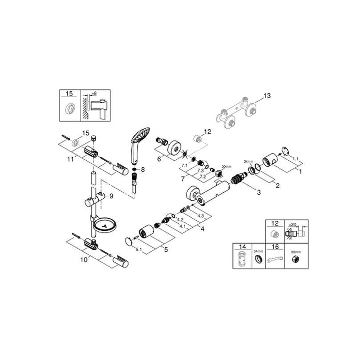 Grohe Grohtherm Cosmopolitan 3/4 Inch Thermostatic Shower Mixer - Unbeatable Bathrooms