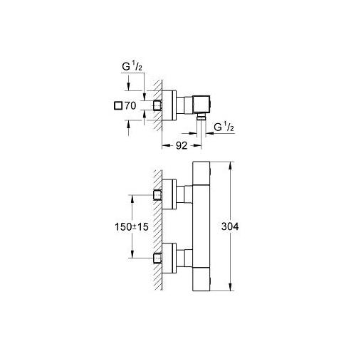 Grohe Grohtherm Cube Chrome 1/2 Inch Thermostatic Shower Mixer - Unbeatable Bathrooms