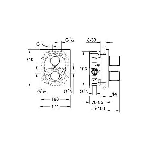 Grohe Grohtherm F Thermostatic Trim with Integrated 2 Way Diverter - Unbeatable Bathrooms