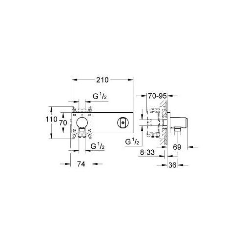 Grohe Grohtherm F Wall Shower Union with Integrated Holder - Unbeatable Bathrooms