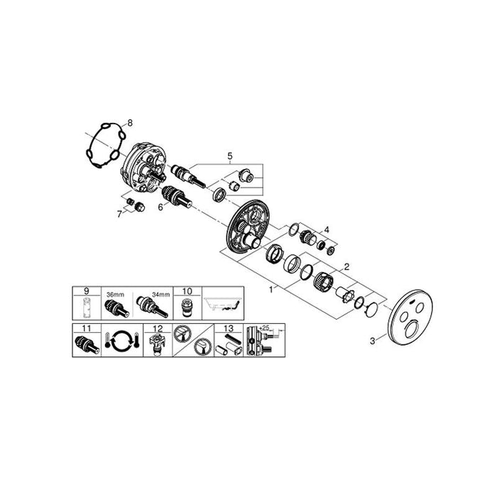 Grohe Grohtherm Moon White Smartcontrol Thermostat for Concealed Installation with 2 Valves - Unbeatable Bathrooms