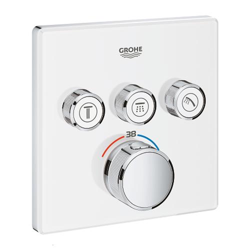 Grohe Grohtherm Moon White Smartcontrol Thermostat for Concealed Installation with 3 Valves - Unbeatable Bathrooms