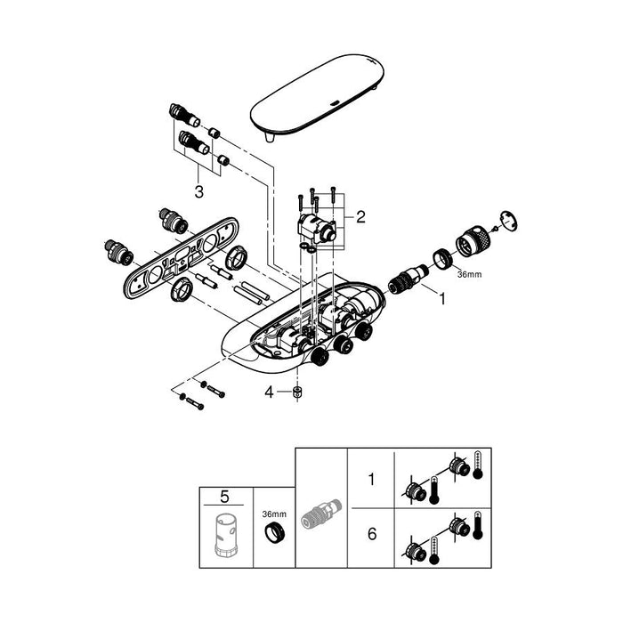 Grohe Grohtherm Smartcontrol Combi Exposed or Concealed Thermostatic Shower Mixer with 3 Valves - Unbeatable Bathrooms