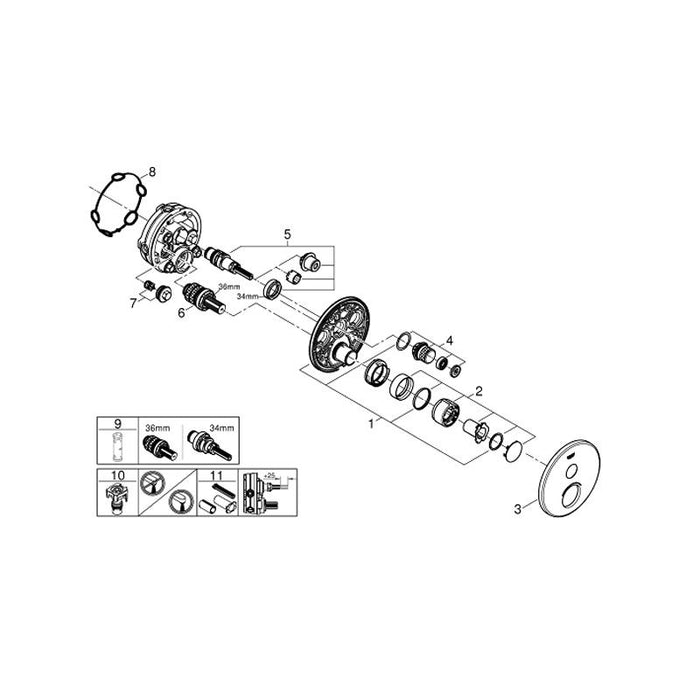 Grohe Grohtherm Smartcontrol Concealed Mixer with One Valve for Modern Bathrooms - Unbeatable Bathrooms