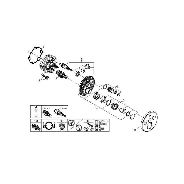 Grohe Grohtherm Smartcontrol Thermostat for Concealed Installation with 3 Valves - Unbeatable Bathrooms