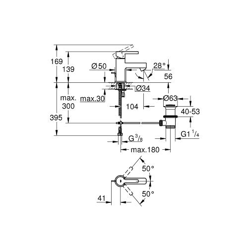 Grohe Lineare 1/2 Inch Extra Small Size with Pop Up Waste Basin Mixer - Unbeatable Bathrooms