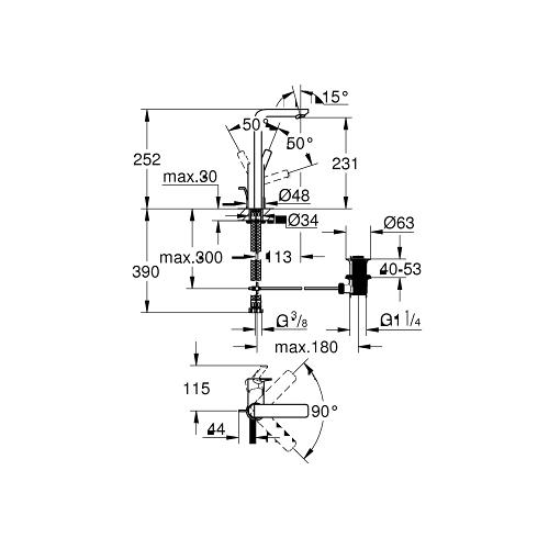 Grohe Lineare 1/2 Inch Large Size Single Lever Basin Mixer with Cylindrical Body - Unbeatable Bathrooms