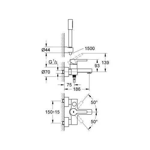 Grohe Lineare 1/2 Inch Single Lever Bath or Shower Mixer with Automatic Diverter - Unbeatable Bathrooms