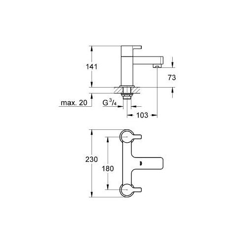 Grohe Lineare 1/2 Inch Two Handled Bath Filler - Unbeatable Bathrooms