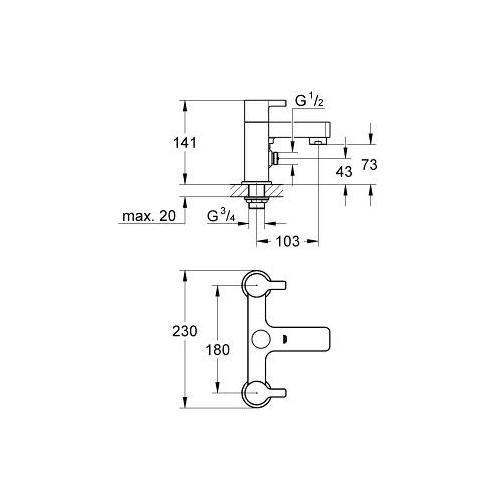 Grohe Lineare 1/2 Inch Two Handled Bath or Shower Mixer - Unbeatable Bathrooms