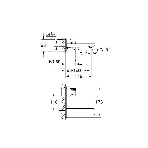 Grohe Lineare Medium Size 2 Hole Wall Mounted Basin Mixer - Chrome - Unbeatable Bathrooms