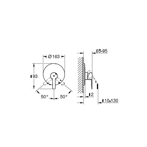 Grohe Lineare Single Lever Shower Mixer Trim with Rectangular Metal Handle - Unbeatable Bathrooms