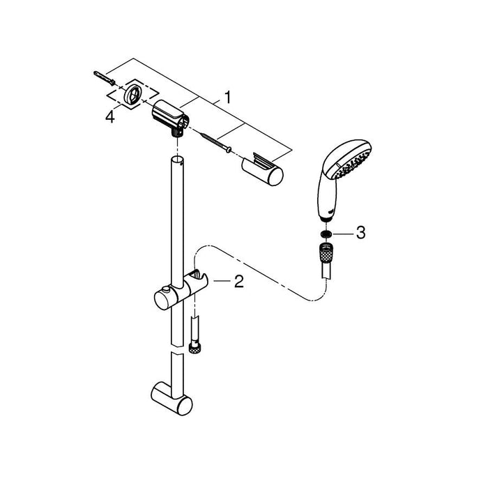 Grohe New Tempesta Chrome Shower Rail Set with 3 Sprays - Unbeatable Bathrooms