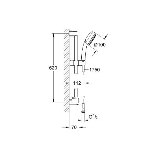 Grohe New Tempesta Cosmopolitan Shower Rail Set with 1 Spray - Unbeatable Bathrooms