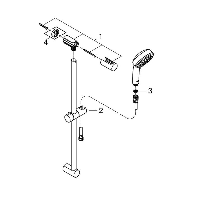 Grohe New Tempesta Cosmopolitan Shower Rail Set with 2 Sprays - Unbeatable Bathrooms
