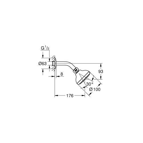 Grohe New Tempesta Head Shower with 1 Spray - Unbeatable Bathrooms