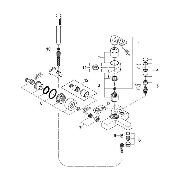 Grohe Quadra 1/2 Inch Single Lever Bath or Shower Mixer - Unbeatable Bathrooms