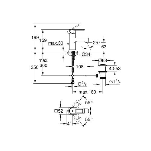 Grohe Quadra 1/2 Inch Small Size Chrome Basin Mixer with Monobloc Installation - Unbeatable Bathrooms