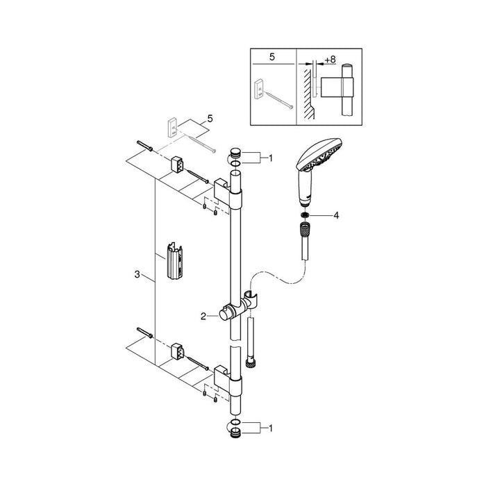 Grohe Rainshower Classic Chrome Shower Rail Set with 3 Sprays - Unbeatable Bathrooms