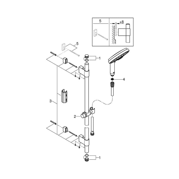 Grohe Rainshower Cosmopolitan Shower Rail Set with 4 Sprays - Unbeatable Bathrooms