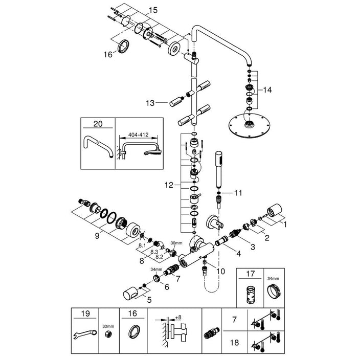 Grohe Rainshower System Chrome Shower with Thermostat and Side Showers - Unbeatable Bathrooms