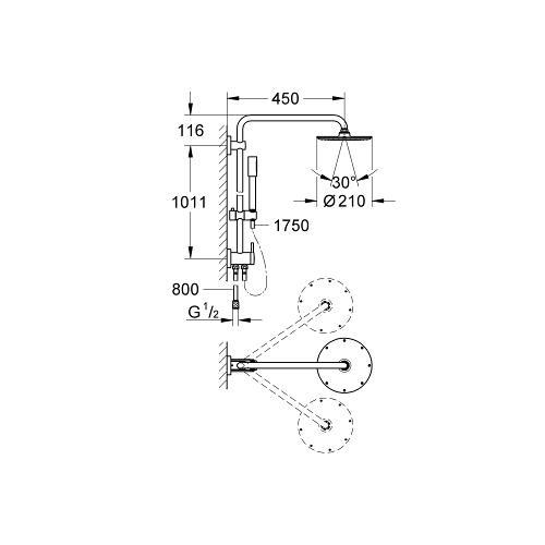 Grohe Rainshower System Shower with Diverter and Mounted on A Ball Joint - Unbeatable Bathrooms