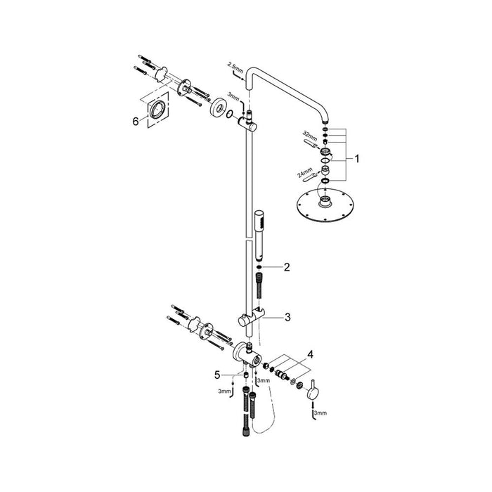 Grohe Rainshower System Shower with Diverter and Mounted on A Ball Joint - Unbeatable Bathrooms